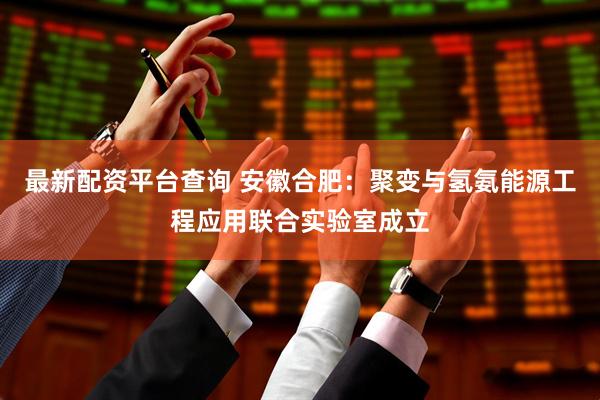 最新配资平台查询 安徽合肥：聚变与氢氨能源工程应用联合实验室成立
